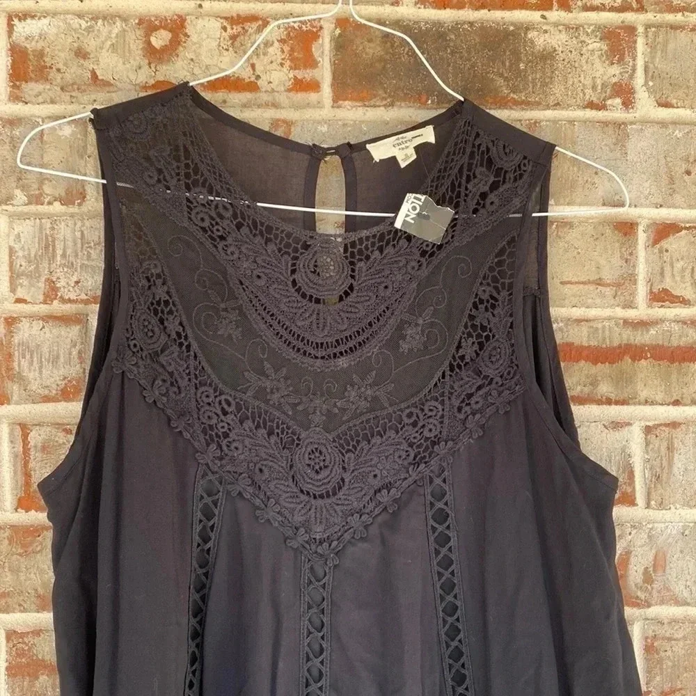 Entro Black Lace Sleeveless‎ Trapeze Swing Boho Dress
